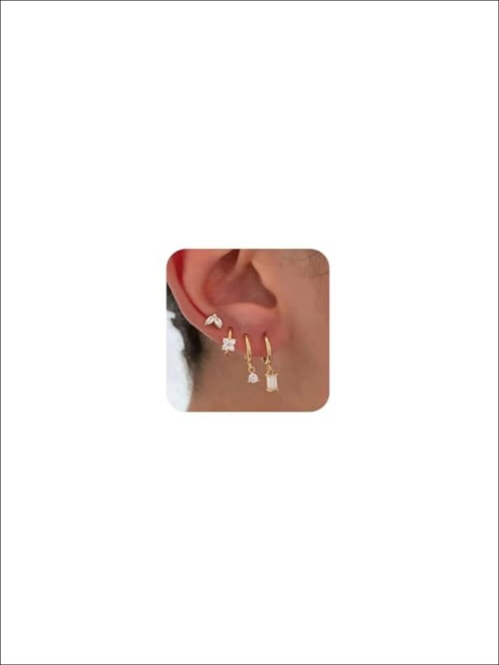 14k Gold Plated Huggie Hoop Earrings Dainty Zircon Stud Set Everyday